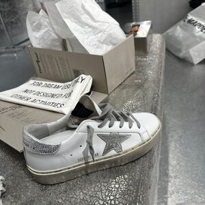 Golden Goose White and Gray Sneakers